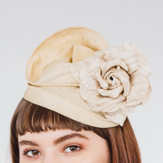 Gold Straw Headpiece with Rose Flower