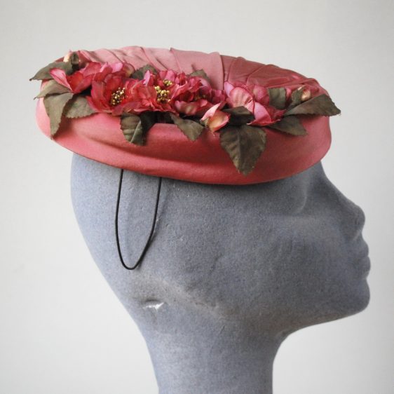 Pink Silk Hat with Blossom Flowers side