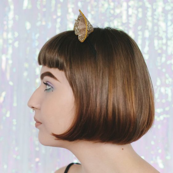Gold Glitter Ears Headband side