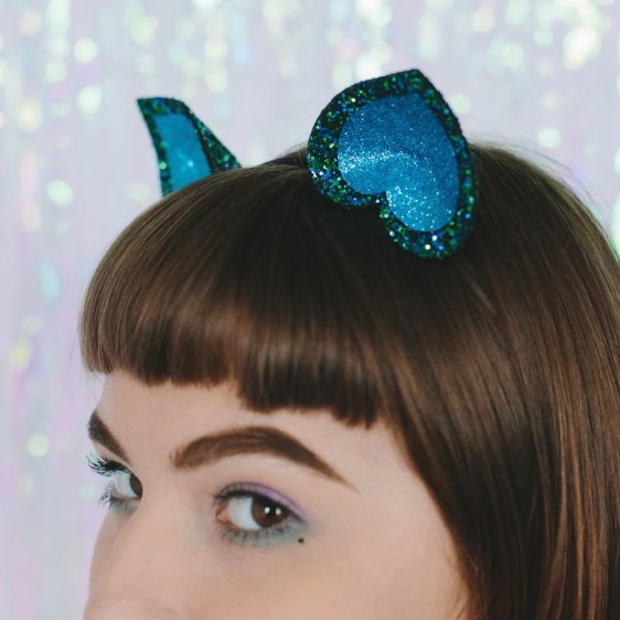 Peacock Glitter Ears Headband detail