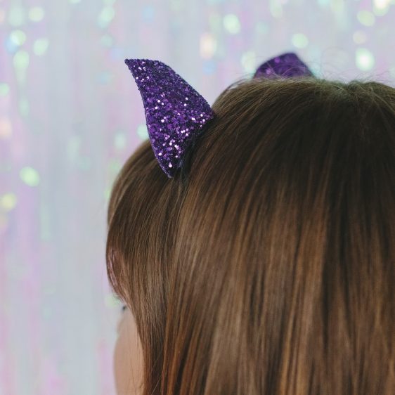 Close up of the back of the sparkly ears