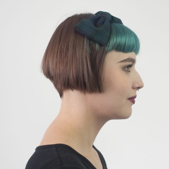 Navy Blue Green Tartan Bow Headband