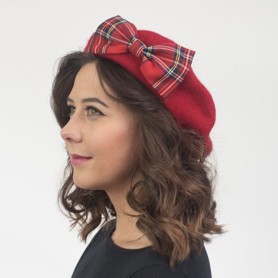 Red Beret Red Tartan Bow