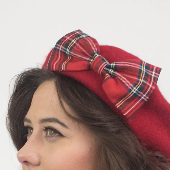 Red Beret Red Tartan Bow