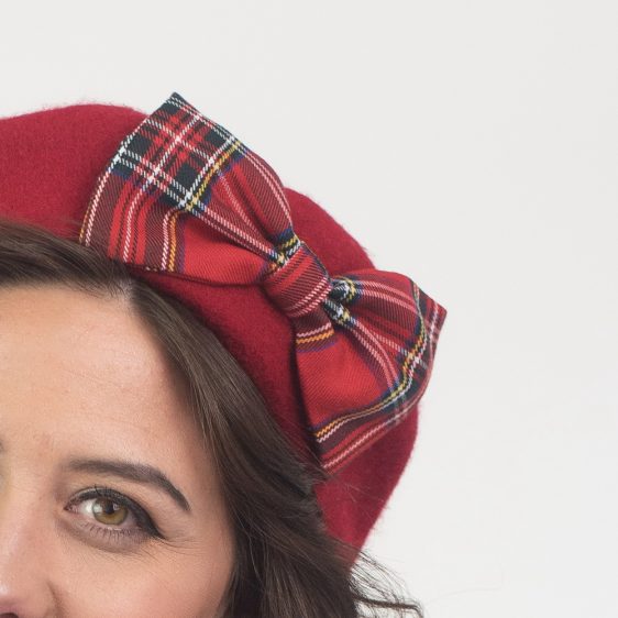 Red Beret Red Tartan Bow