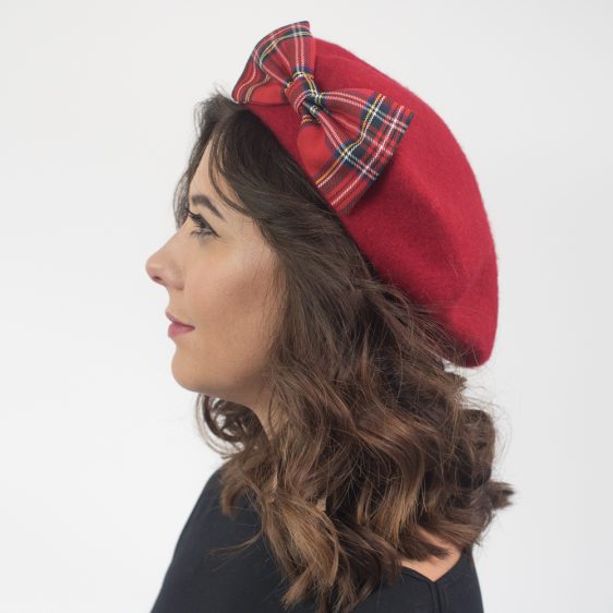 Red Beret Red Tartan Bow