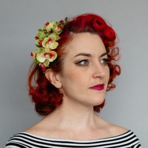 Green Orchid Spray Hair Comb