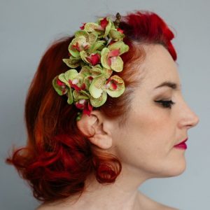 Green Orchid Spray Hair Comb