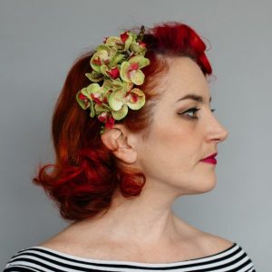 Green Orchid Spray Hair Comb