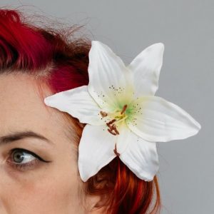 Ivory Lily Flower Hair Clip