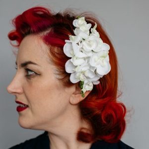 Ivory Orchid Spray Hair Comb