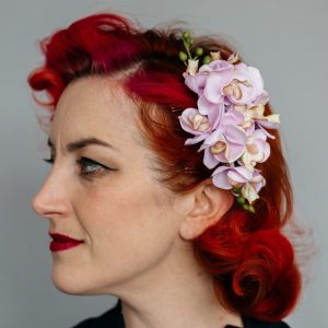 Lilac Orchid Spray Hair Comb
