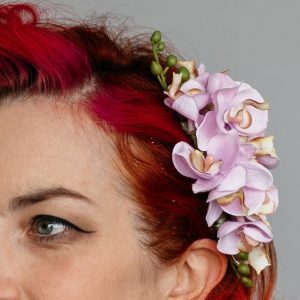Lilac Orchid Spray Hair Comb