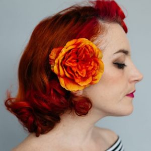 Orange Rose Hair Clip