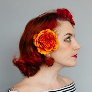 Orange Rose Hair Clip