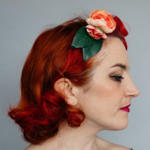 Peach Camellia Flower Bud Hair Clip