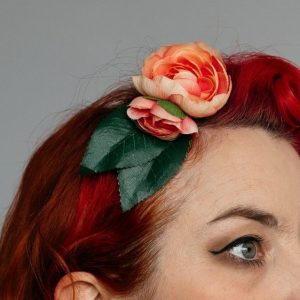 Peach Camellia Flower Bud Hair Clip
