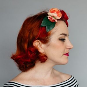 Peach Camellia Flower Bud Hair Clip