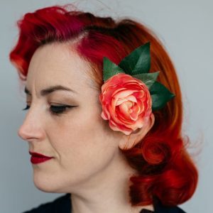 Peach Camellia Flower Hair Clip