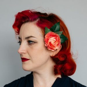 Peach Camellia Flower Hair Clip