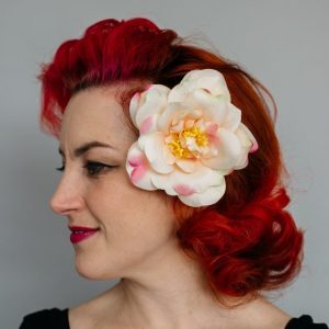 Peach Rugosa Rose Hair Clip