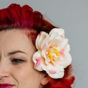 Peach Rugosa Rose Hair Clip