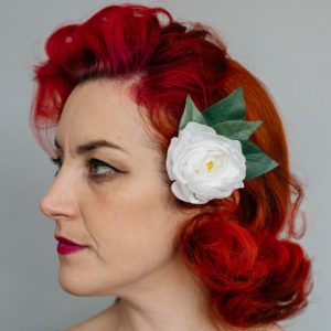 White Camellia Flower Hair Clip