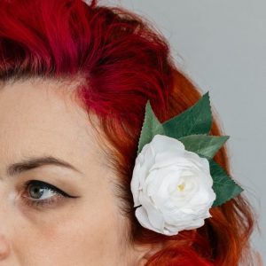 White Camellia Flower Hair Clip