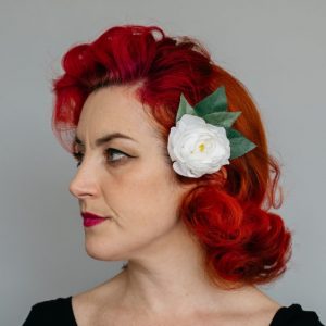 White Camellia Flower Hair Clip