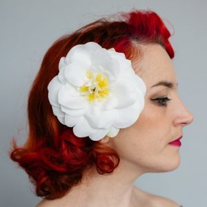 White Rugosa Rose Hair Clip