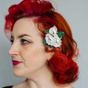 White Rose Posy Hair Clip