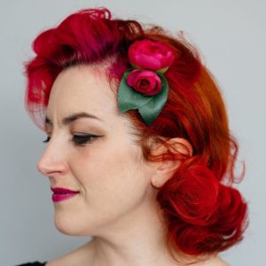 Pink Camellia Flower Bud Hair Clip