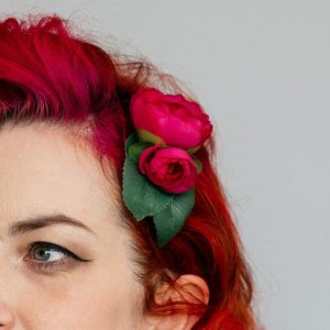 Pink Camellia Flower Bud Hair Clip