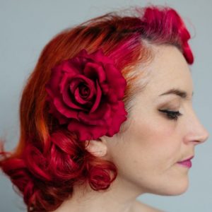 Red Rose Flower Hair Clip