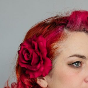 Red Rose Flower Hair Clip