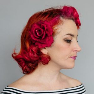 Red Rose Flower Hair Clip