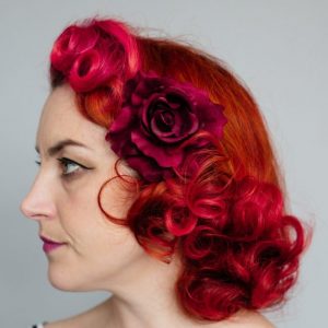 Wine Red Rose Hair Clip