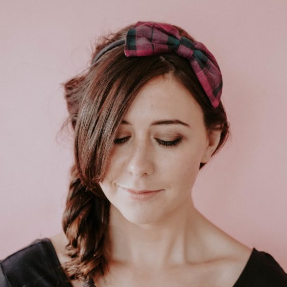 Magenta Green Tartan Bow Headband