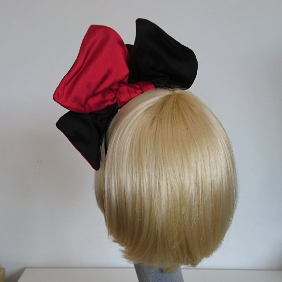 Wired Red and Black Silk Headpiece - back