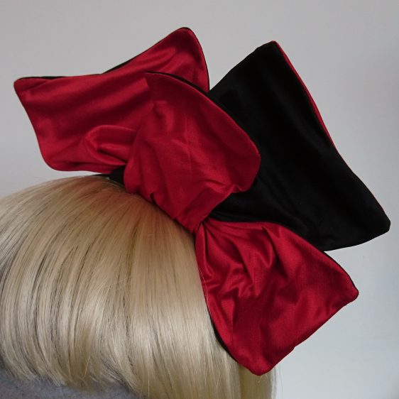 Wired Red and Black Silk Headpiece - detail