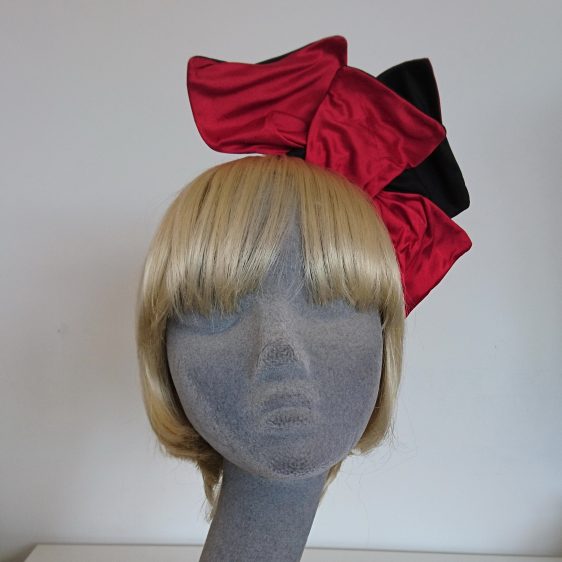 Wired Red and Black Silk Headpiece - front