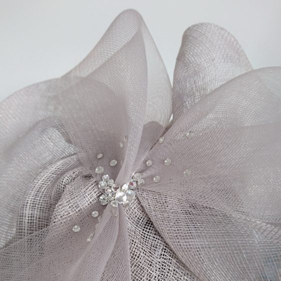Silver Grey Sinamay and Crinoline Fascinator - detail