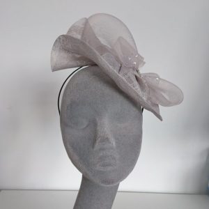 Bespoke Fascinator by Imogen's Imagination, Silver Grey Sinamay and Crinoline Fascinator