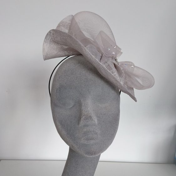 Bespoke Fascinator by Imogen's Imagination, Silver Grey Sinamay and Crinoline Fascinator