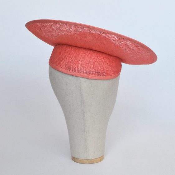Rear view of Peach Pink Sinamay Brimmed Hat