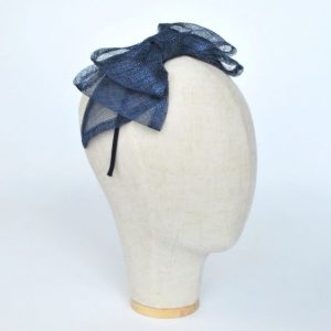 Navy Blue Large Sinamay Bow Fascinator - angle