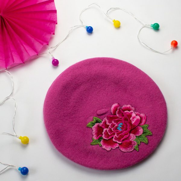 Pink Beret with Pink Flower