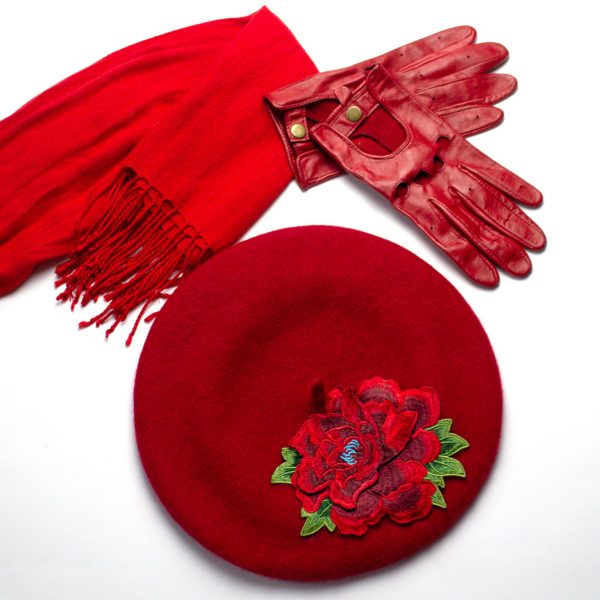 Red Beret with Red Flower