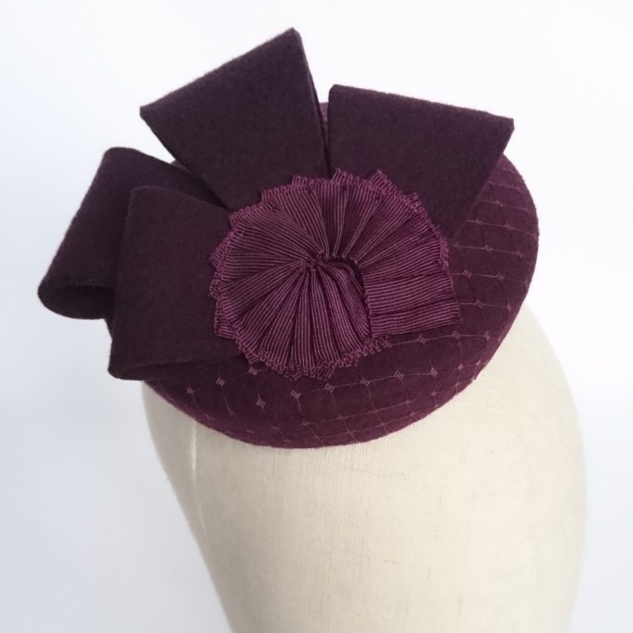 Plum Felt Button Hat with Nautilus