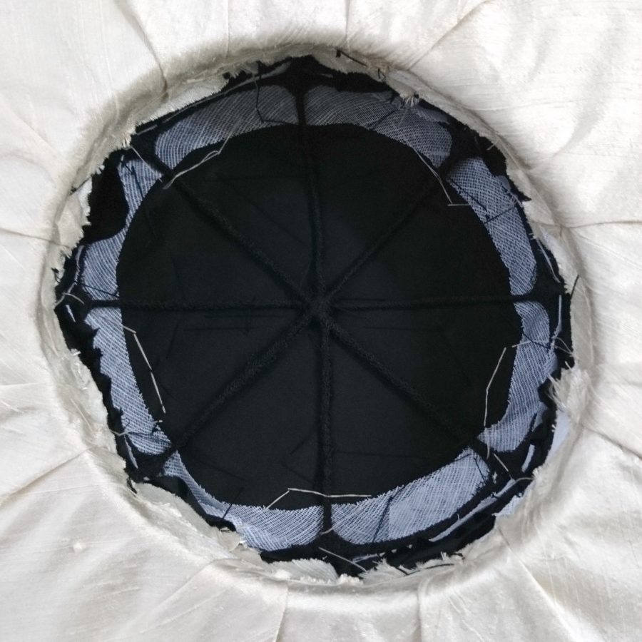 wire frame for a boater hat covered with silk
